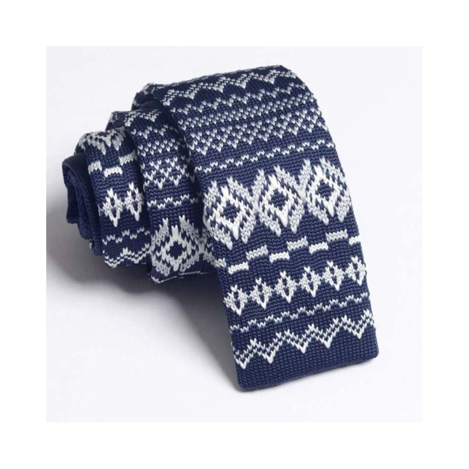 Pattern Blue Knit Tie