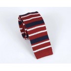 Cravate en laine Rouge à rayures pas cher
