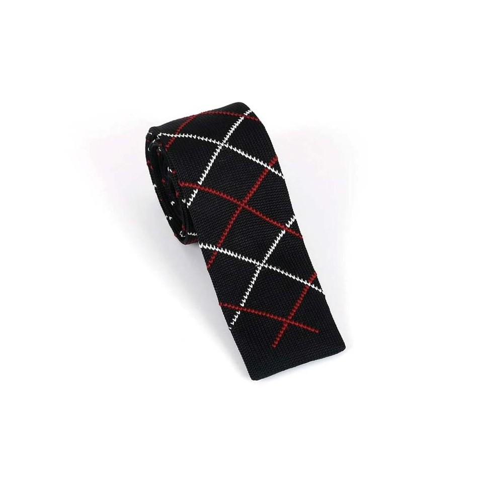 Red Dots Black Knit Tie